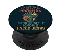 No Soy Tan Cristiano Necesito Jesús Fe Mujeres PopSockets PopGrip Adhesivo