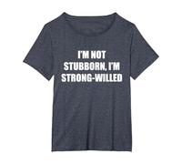 No Soy terco, Soy de voluntad Fuerte Camiseta, Mujer Tallas Grandes, Azul Jaspeado, 1XL Grande