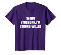 No Soy terco, Soy de voluntad Fuerte Camiseta, Niños, Morado, 3 años