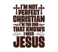 No soy un cristiano perfecto, sé que necesito a Jesús. Pegatinas artísticas de vinilo 50.4x69.2cm Decoración de tiendas Café