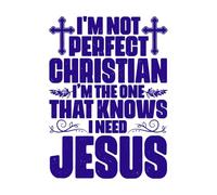 No soy un cristiano perfecto, sé que necesito a Jesús. Pegatinas artísticas de vinilo 57.6x79cm Cultura del tatuaje Azul oscuro
