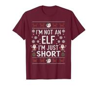 No Soy Un Elfo, Solo Soy Corto Feliz Navidad Elfo Navidad Camiseta, Hombre, Granate, M