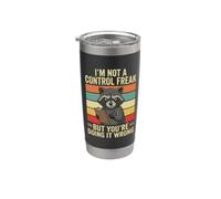 No soy un monstruo del control Mapache Diversión Haciéndolo Mal Sarcástico Vaso térmico de acero inoxidable de doble pared