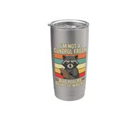 No soy un monstruo del control Mapache Diversión Haciéndolo Mal Sarcástico Vaso térmico de acero inoxidable de doble pared