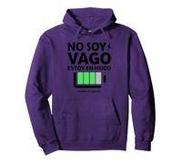 No Soy Vago, Estoy En Modo Ahorro De EnergÌa | Frase Humor Sudadera con Capucha, Unisex para Adultos, Morado, XXL