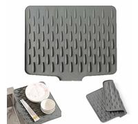 No-Spill Silicone Worktop Saver,Dish Drying Mat,No-Spill&Heat-Resistant Mat with Built-in Slope Drain Lip,Non-Slip Flume Drainer Board for Kitchen Counter Sink Refrigerator