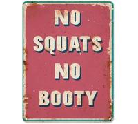 No Squats No Booty Gym Metal Sign Inspirational Wall Plaque For Workout Room Home Decor 8 X 12 in