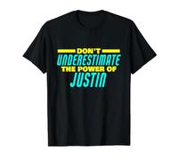 No Subestimes el Poder de Justin Funny Justin Name Camiseta gráfica económica, Hombre, Negro, M