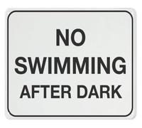 No Swimming After Dark Warning Metal Sign Reflective Aluminum 12x8 Inch