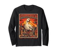 No Tan Tonto Ahora Goosezilla Ataque Monstruo Respirando Fuego Manga Larga