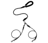 No Tangling Double Dog Cable, Split Rope Leash, Long Lastiing Pet Supplies, diseño de absorción de golpes para caminar al aire libre, incluye soporte para bolsa de caca, 7,8 pulgadas