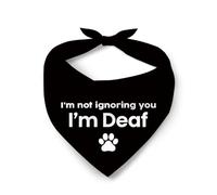 No Te Estoy Ignorando, Soy Sordo/A O Tengo Discapacidad Auditiva. Bandanas Triangulares para Perro Personalizada Bufanda De Mascota Ajuste Regulable Pañuelo para Mascotas Gatos