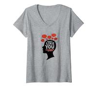 No te Gustas Voces en mi Cabeza Salud Mental Arte Camiseta Cuello V, Mujer, Gris Jaspeado, XXL