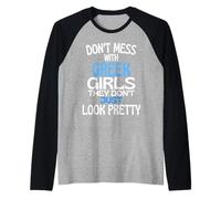 No te metas con Bonitas Chicas griegas Divertida Cita de Grecia Camiseta Manga Raglan