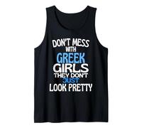 No te metas con Bonitas Chicas griegas Divertida Cita de Grecia Camiseta sin Mangas