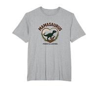 No te metas con Mamasaurus - Dinosaurio mamá Feroz Camiseta, Hombre Tallas Grandes, Gris Jaspeado, 3X Alto