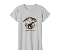 No te metas con Mamasaurus - Dinosaurio mamá Feroz Camiseta, Mujer, Plata, M