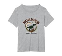 No te metas con Mamasaurus - Dinosaurio mamá Feroz Camiseta, Mujer Tallas Grandes, Gris Jaspeado, 1XL Grande