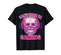 No Te Oigo Estoy Jugando Camiseta Gamer Calavera Camiseta gráfica económica, Hombre, Negro, XL