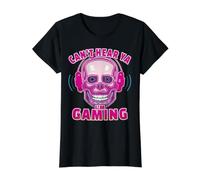 No Te Oigo Estoy Jugando Camiseta Gamer Calavera Camiseta gráfica económica, Mujer, Negro, S