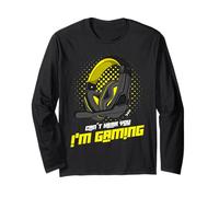 No te oigo, Juego con Auriculares de Gamer Que Dicen Amarillo Manga Larga