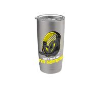 No te oigo, juego con auriculares de gamer que dicen amarillo Vaso térmico de acero inoxidable de doble pared