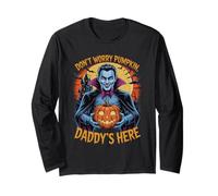No te preocupes Pumpkin Daddy's Here Vampiro Halloween Horror Manga Larga