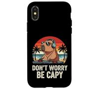 No te preocupes, sé Capy Funny Capybara Summer DJ Beach Retro Carcasa para iPhone X/XS