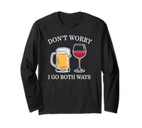 No te Preocupes, voy a Ambos Lados Bebedor de Cerveza y Vino Manga Larga