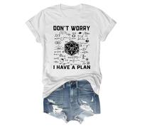 No te preocupes, yo tengo una camiseta de plan No te preocupes, tengo un plan Camiseta divertida Unisex Manga Corta Blusas anchas, Blanco, L