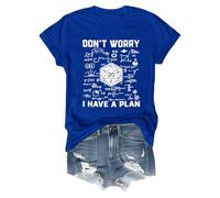 No te preocupes, yo tengo una camiseta de plan No te preocupes, tengo un plan Camiseta divertida Unisex Manga Corta Blusas anchas, azul, S