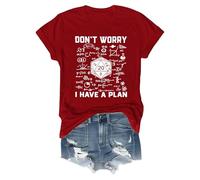 No te preocupes, yo tengo una camiseta de plan No te preocupes, tengo un plan Camiseta divertida Unisex Manga Corta Blusas anchas, Vino, L