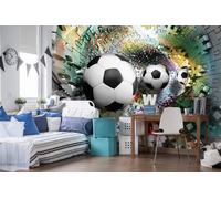 No Tejido Fútbol Foto Pintado 312x219cm Dormitorio Infantil Puzzle Balones de 3D