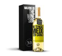 «No tengas miedo Ten ganas» Mensaje en una Botella. Vino Blanco Premium Verdejo Joven + Gift Box. Etiqueta Amarilla PERSONALIZABLE