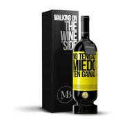 «No tengas miedo Ten ganas» Mensaje en una Botella. Vino Tinto Premium Reserva 12 Meses MBS Martín Berasategui System + Gift Box. Etiqueta Amarilla PERSONALIZABLE