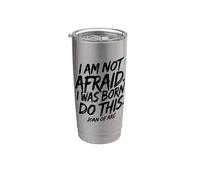 No tengo miedo. Nací para hacer esto. Impresión negra Vaso térmico de acero inoxidable de doble pared