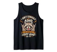 No Tengo Problemas con el TDAH Funny Raccoon Retro Camiseta sin Mangas
