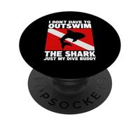 No tengo que nadar más que el tiburón, solo mi compañero de buceo PopSockets PopGrip Adhesivo