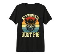 No Thoughts Just Pig Cría Ganadería Cría de Cerdos Camiseta Premium