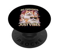 No Thoughts Just Vibes Gracioso Gato Meme Bootleg Animales Humor PopSockets PopGrip Adhesivo