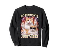 No Thoughts Just Vibes Gracioso Gato Meme Bootleg Animales Humor Sudadera