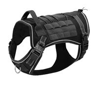 No Tiran El Arnés De Perro De Nylon Táctico Militar Al Aire Libre Reflectante Reflectante De Trabajo De Entrenamiento De Perros para Bulldog Francés Pastor Alemán Labrador,Negro,SG