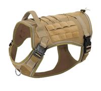 No Tiran El Arnés De Perro De Nylon Táctico Militar Al Aire Libre Reflectante Reflectante De Trabajo De Entrenamiento De Perros para Bulldog Francés Pastor Alemán Labrador,Marrón,Metro