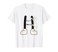 No vayas al Gato colgado de una Pierna Camiseta gráfica económica, Hombre, Blanco, XL
