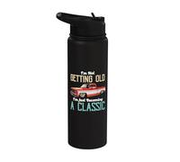 No viejo convirtiéndose en un amante clásico divertido del camión Stainless Steel Insulated Water Bottle
