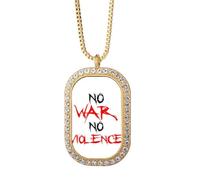 No war no violence love peworld - Collar con colgante de diamantes de cristal dorado
