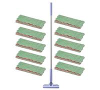 No Wash Mop | 45.28 In Long Handle Flat Dust Mop with 10 Cloths Mini Floor Cleaner PP ABS Stainless Steel Click Cloth Change Cleaning Tool | Kitchen Bedroom Living Room Toilet Glass Corner