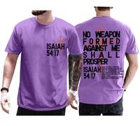 No Weapon Formed Against Me Shall Prosper - Camisa cristiana con tres clavos cruzados Isaías 54:17, unisex, Morado (, L