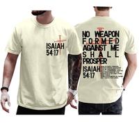 No Weapon Formed Against Me Shall Prosper - Camisa cristiana con tres clavos cruzados Isaías 54:17, unisex, Amarillo cremoso, XL
