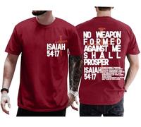 No Weapon Formed Against Me Shall Prosper - Camisa cristiana con tres clavos cruzados Isaías 54:17, unisex, Burdeos, 3XL